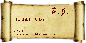 Plachki Jakus névjegykártya